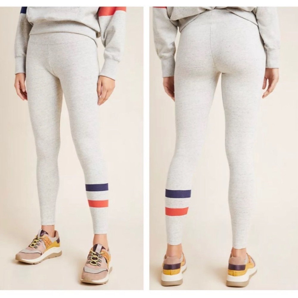 Anthropologie Sundry Full Length Striped High Waist Leggings Grey - Picture 2 of 6